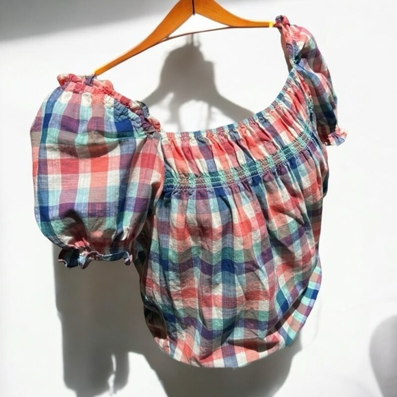 🌻Modcloth Smocked Summer Madras Crop Top  Size Small - Picture 3 of 10